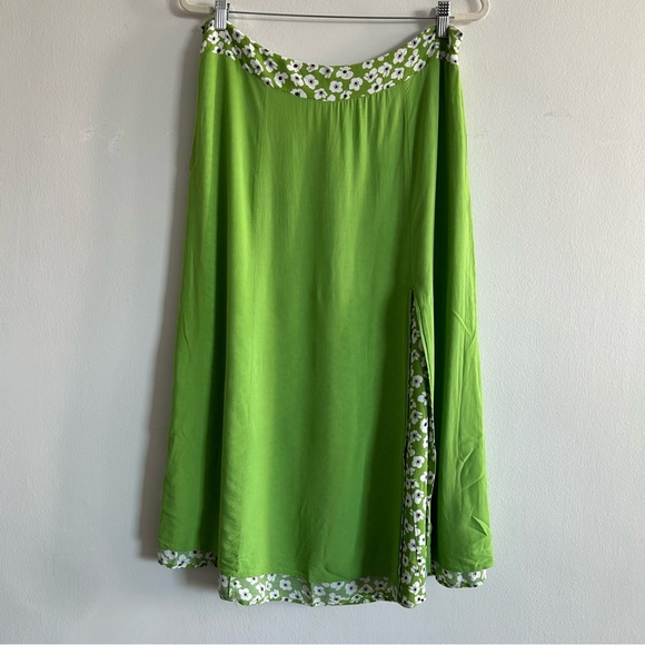 Maeve Anthropologie Green Floral A-Line Midi Skirt - Picture 7 of 9